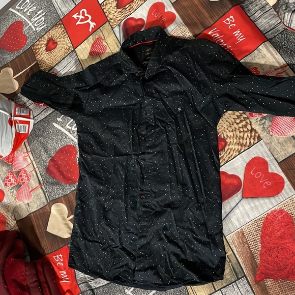 Black shirt on multicolour dot ( 100% cotton ) - Picture 2 of 5